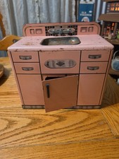Vintage 1950's Wolverine Pink Metal Kitchen Sink Pink Appliance Toy 1950  s