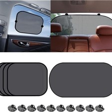Set of 5 car window sunshades for side and rear windows, protection against