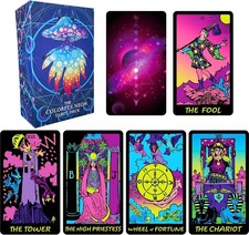 Colorful Neon Tarot Cards Deck With Guidebook for Beginners - 78 Classic...