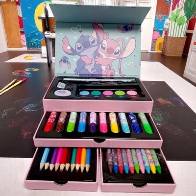 Kinder Kunst Set Box mit Farben, Bleistiften, Buntstiften & Markern - Stichdesign