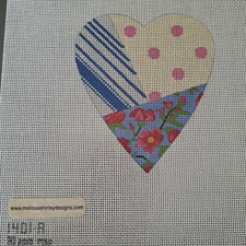 MELISSA SHIRLEY Needlepoint Canvas "Blue Patchwork Heart" - 18 Mesh Canvas