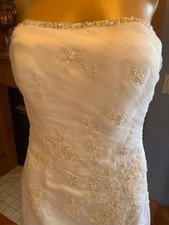 Michaelangelo Davids T8722 Strapless White Lace Wedding Gown Bridal Dress Size 8