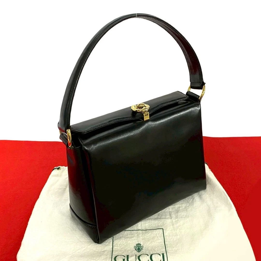 Beauté Extrême avec Sac Ancien Sac Gucci Fer à Cheval Cuir Sac à Main Noir