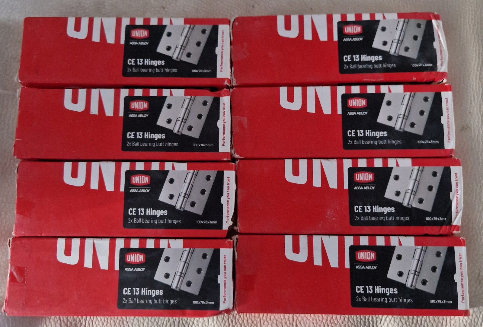 8 PACKS Union CE 13 Ball Bearing Butt Hinges (2 PER PACK) SILVER. 100 X 76 X 3mm