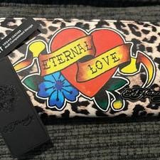 Ed Hardy leopard wallet with zipper NWT