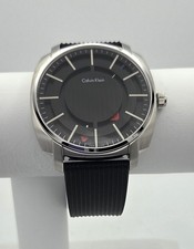Orologio Calvin Klein K5M3X1D1 Uomo Highline Tono Argento SWISS MADE Cinturino Silicone
