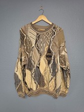 Vtg Carlo Alberto Australia 3D Textured Knit Sweater Large Cotton Coogi Style