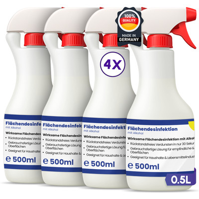 Mr. Perfect Flächendesinfektion mit Alkohol, 4x500ml Flächen Desinfektion