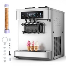 VEVOR Commercial Ice Cream Machine 2200W 3-Flavor Soft Serve Ice Cream Maker
