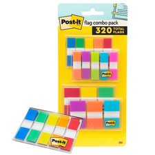 Post-it Flags Combo Pack, 4 On-The-Go Dispensers/Pack, 0.2" x 4.2", Assorted