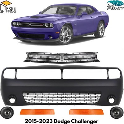 Front Bumper Cover Primed & Grille Assembly Kit For 2015-2023 Dodge Challenger