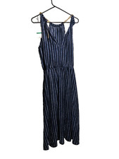 NWT Michael Kors Womens Navy Blue Dress Gold Chains Sleeveless Large Designer