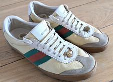 Zapatillas Gucci G74 Web Baja Avena Beige Talla 38 EU (8 US 5 UK) - Hechas en Italia