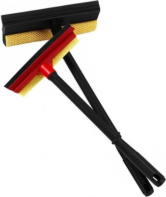 2Pcs Window Squeegee with Long Handle, 2-in-1 Window Cleaner Tool, Glass Door