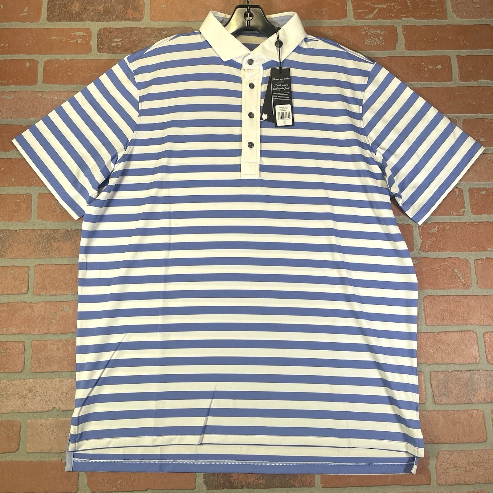 Greyson Striped Kissimmi Polo Blue White Seahorse Men’s XL Golf Wolf NWT