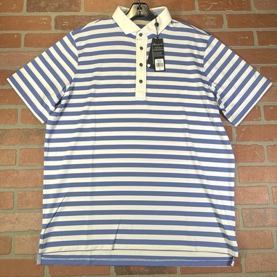 Greyson Striped Kissimmi Polo Blue White Seahorse Men s XL Golf Wolf NWT