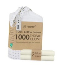 1000TC Supima Cotton King Pillowcases, Sateen, Solid Pillowcases - King Ivory