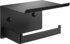 Matte Black Toilet Paper Holder with Shelf