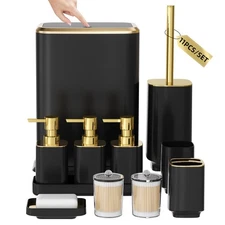 Bathroom Accessory Set - 11PC Black Bathroom Set, Bathroom Sets with Stainles...