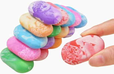 6PCS Cute Marble Erasers for Kids Bulk,Oval Fun for Classroom Back to School