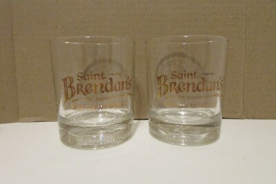 2 SAINT BRENDAN'S IRISH CREAM LIQUEUR ROCKS GLASSES - U