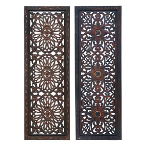 Carved Wood Panel 36 5in 2 Pack Living Room Accent Sculpture Home