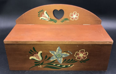 VTG 1970s Hand Painted Floral Wooden Recipe Box Farmhouse by AA Importing
