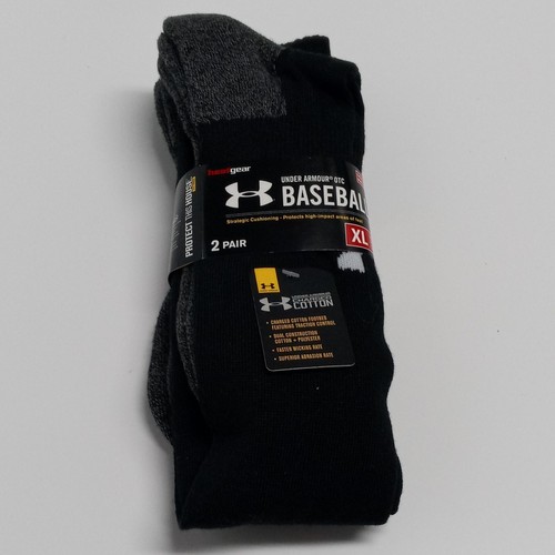 Under Armour Heat Gear Baseball 2 Paar Pack schwarze Herrensocken XL Größe 13-16 - Bild 2 von 7