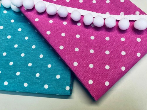 PINK Polka Dot Fabric Spots Dots PolyCotton Material Chic Textile 55'' Wide - Picture 3 of 5