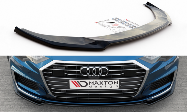 Cup Spoilerlippe Schwarz FüR Audi A6 C8 S-Line S6 Frontspoiler Spoilerschwert V1-image