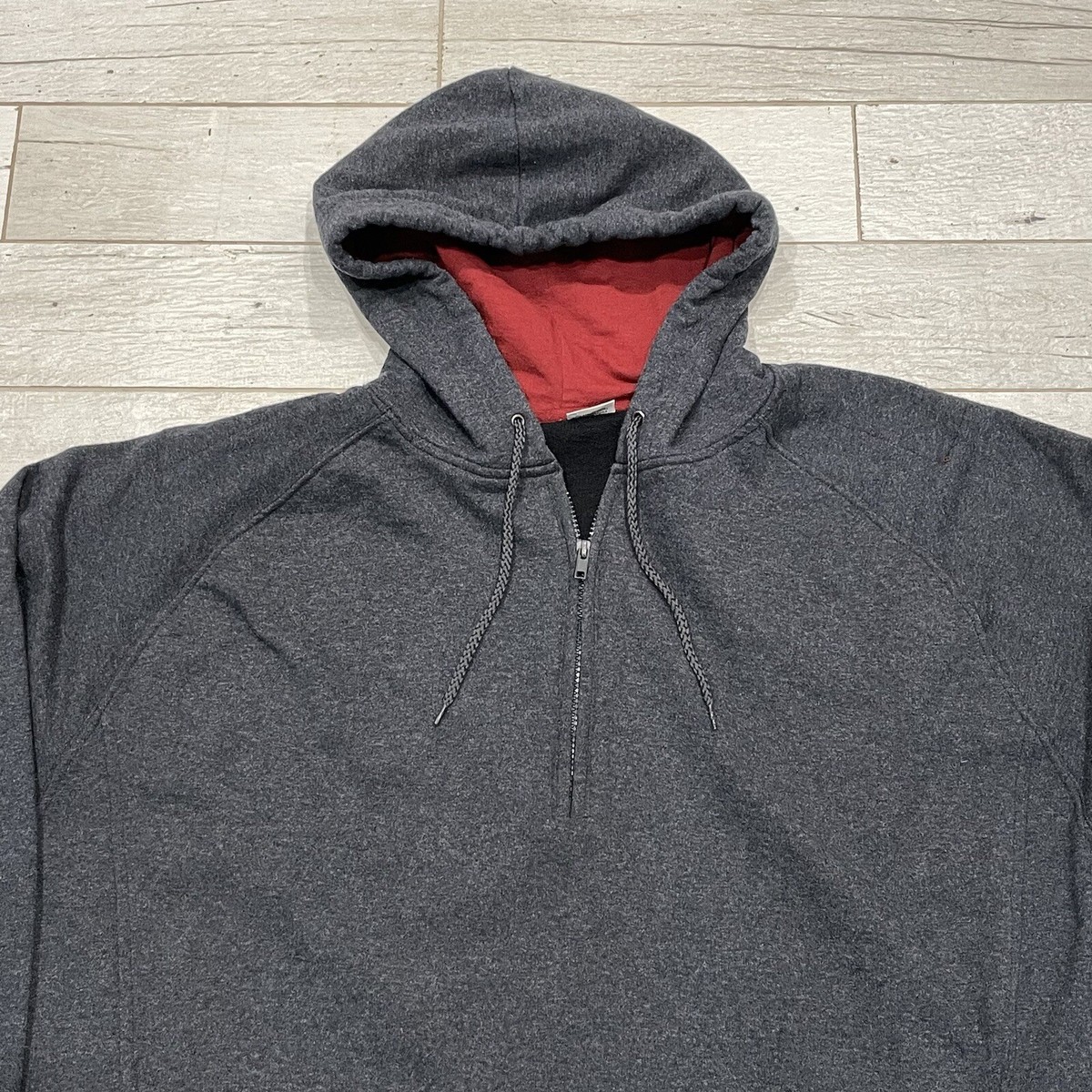 Marlboro Hoodie Mens XXL Gray Pullover 1/4 Zip Fleece Sportswear
