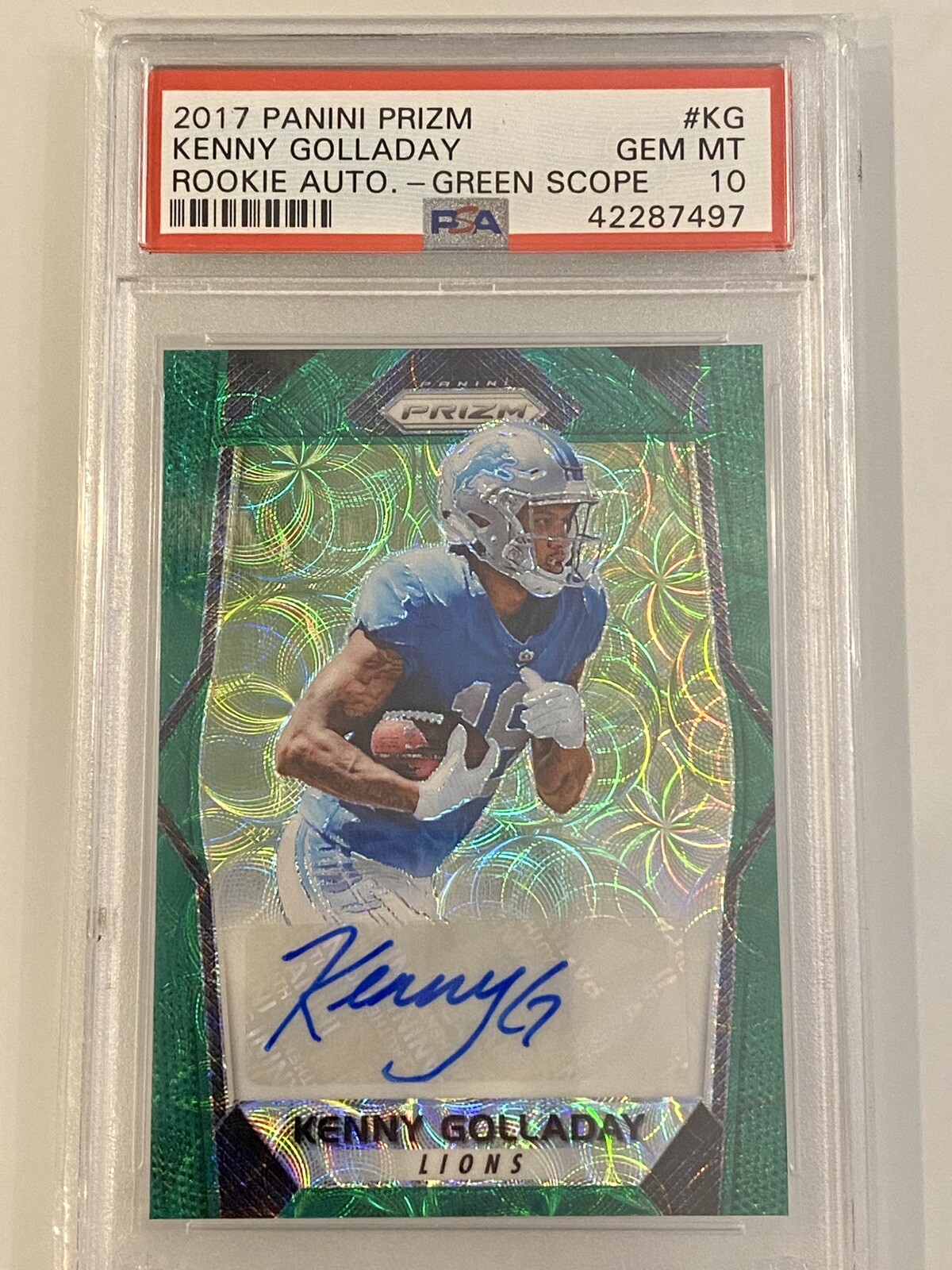 Kenny Golladay Panini Prizm Rookie Autographs #KG Green Scope