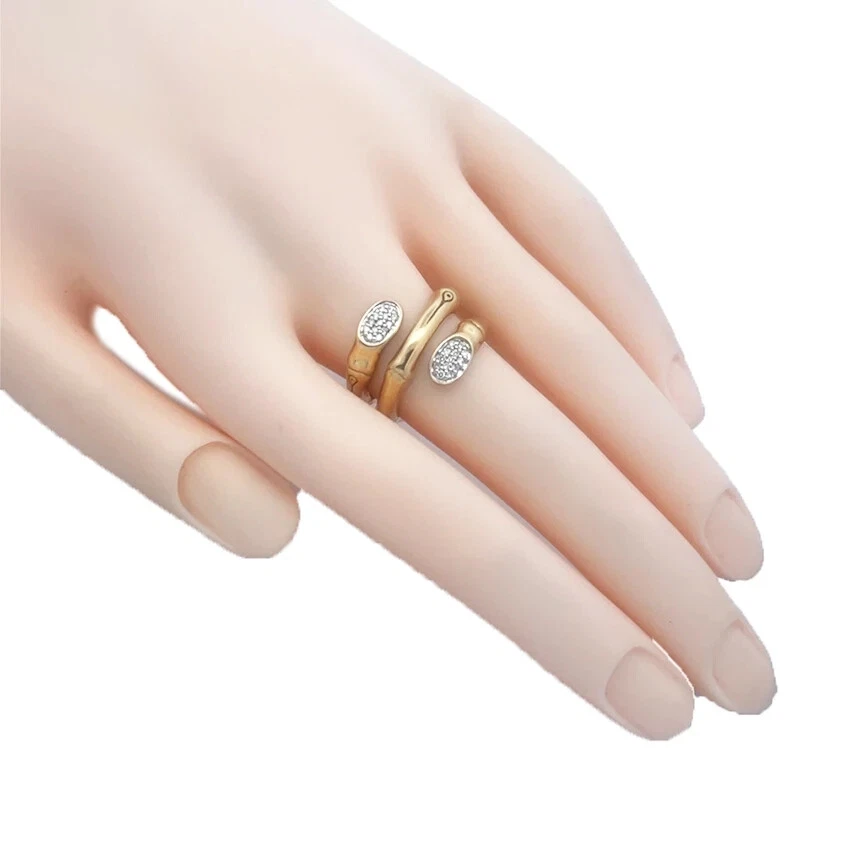 Anillo John Hardy Bambú Oro 18k Amarillo Doble Fila Bypass Estilo Foto 2 de 4