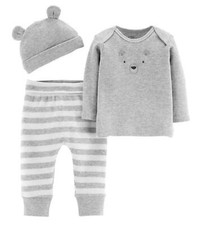 Unisex Take Me Home Teddy Bear Outfit PJ Pajama Set with Hat 6 Months 6M Gray
