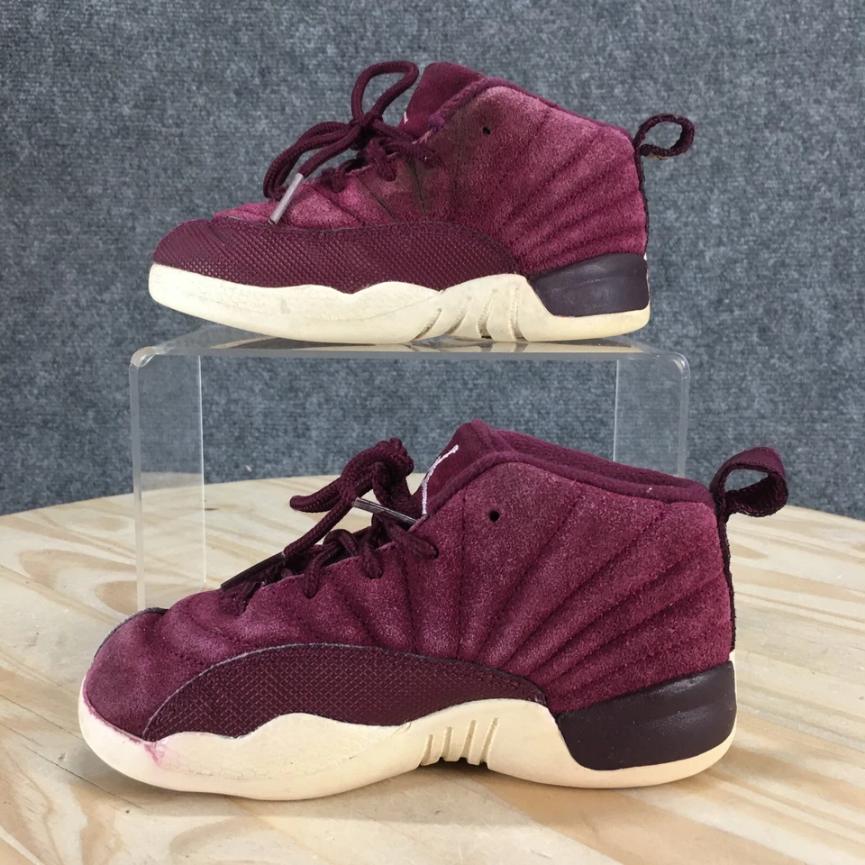 Nike Zapatos Niños 10 Air Jordan 12 XII Retro TD Burdeos Púrpura Mediados 850000-617 Foto 2 de 4