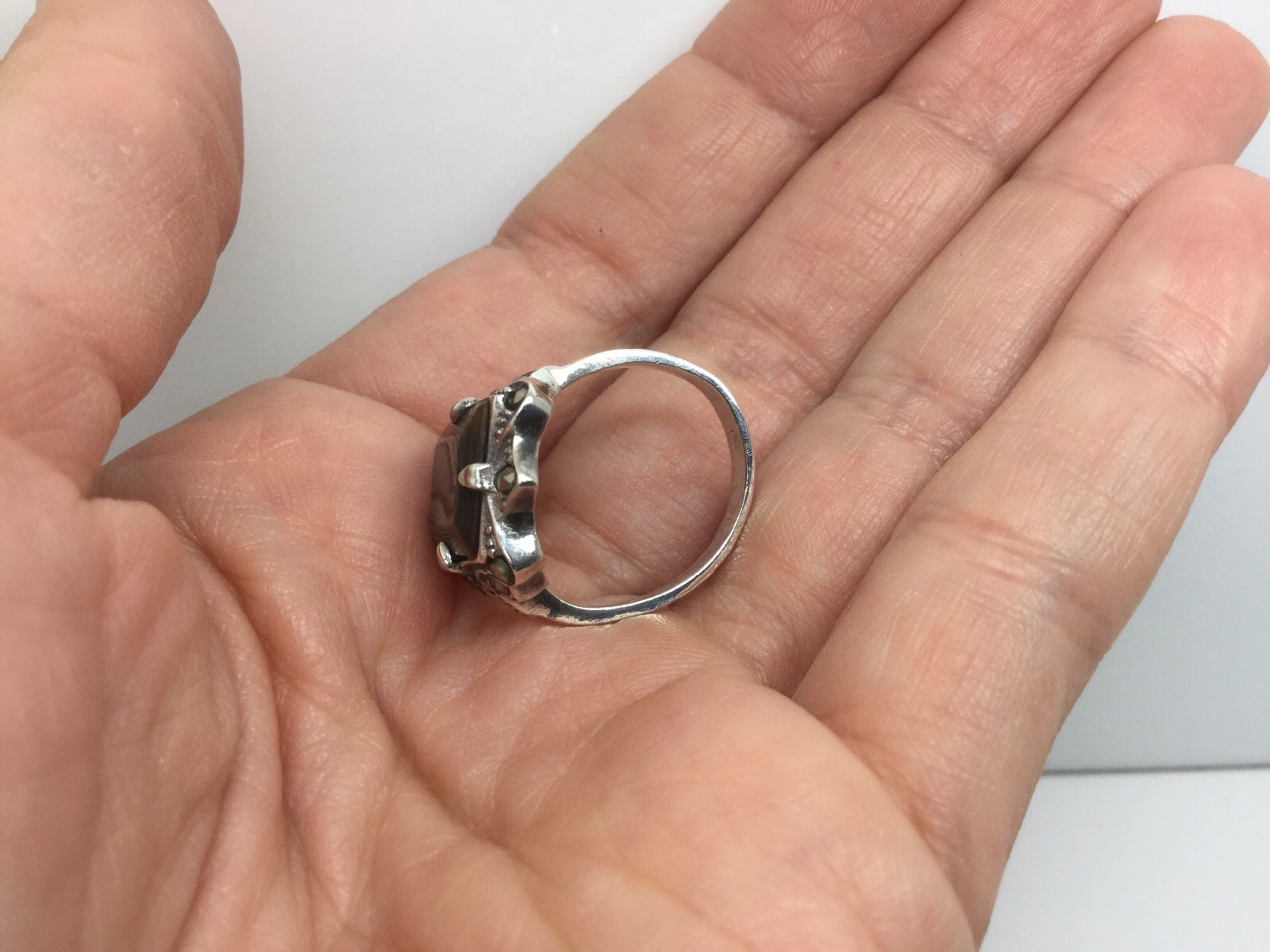 STERLING SILVER RING WITH RECTANGLE ABALONE STONE… - image 12