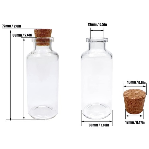 50 Pieces 30 ML Glass Bottles with Cork Stoppers Mini Small Glass Bottles, fo... - Picture 2 of 7