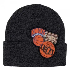 MENS MITCHELL & NESS NBA XL LOGO PATCH KNIT HWC KNICKS - BLACK