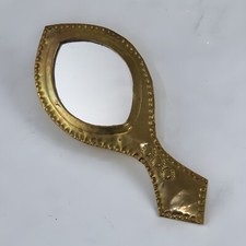 Specchio a mano arabo vintage ottone dorato realizzato a mano artigianale etnico