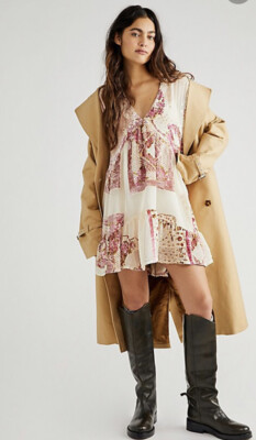 free people mended with scarves mini dress Free People Mended With Scarves Mini Dress in Light Combo