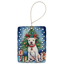 Pit Bull Terrier Christmas Reindeer Porcelain Ornament DAC7838CO2
