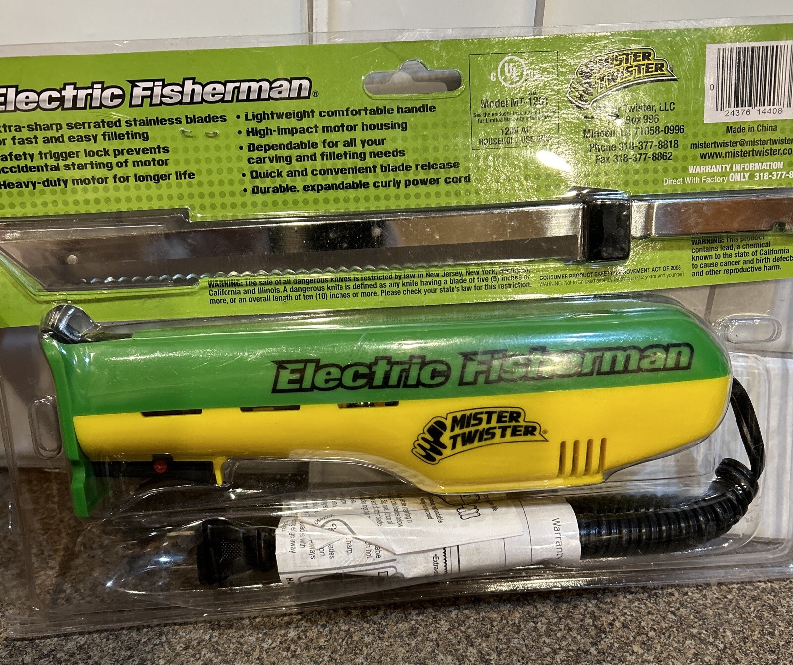 Mister Twister Electric Fisherman Fillet Knife Model MT1201 NEW SEALED