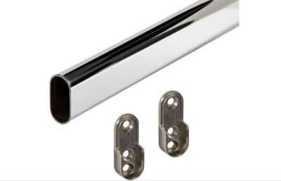 Tubo Appendiabiti Ovale 2 Metri - Cromato, Per Guardaroba Con Supporti - Foto 8