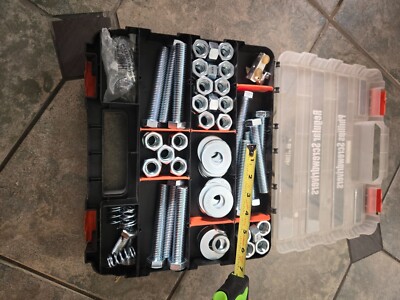 TOUGH CASE and Large bolts, nuts and washers. Case is pre-owned