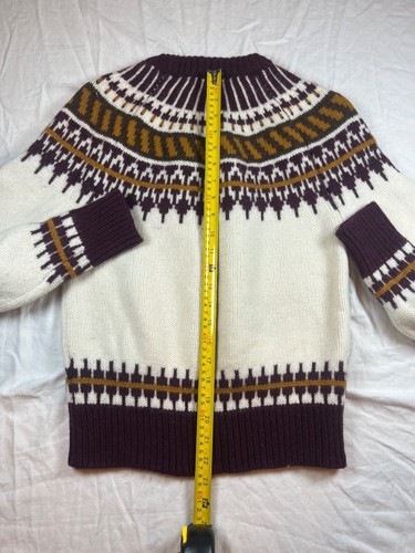 Merino Fair Isle Sweater Tory Burch Womens M 100% Wool White Burgundy Designer - Picture 20 of 22