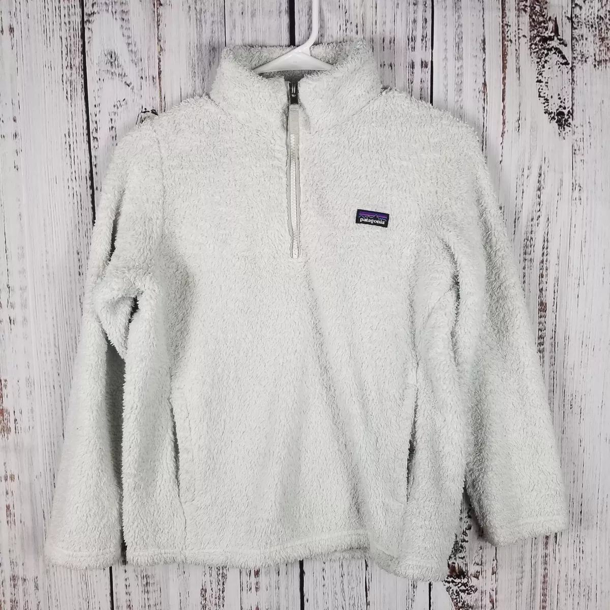 Patagonia Los Gatos Fleece Jacket Girls XL 14 White 1/4 Zip