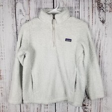 Patagonia Los Gatos Fleece Jacket Girls XL 14 White 1/4 Zip Pullover Style 65495