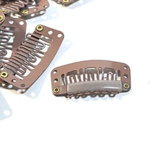 12 Hair Extension Clips Snap Wig Clips Light Brown Clip On Extensions