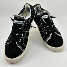 Tommy Bahama Sneaker Low Top Women 7.5 Black Fleece Lined No-Tie Elastic Heel