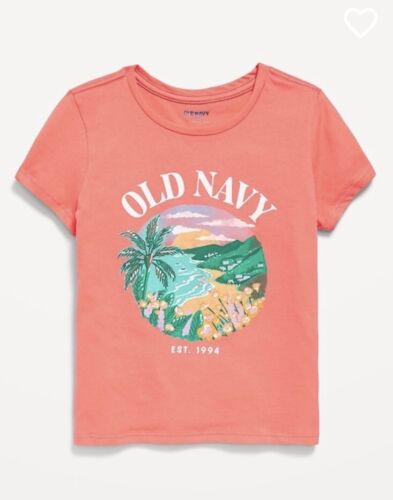 NWT Old Navy Girls Size XXL Plus 18 Short Sleeve Graphic T-shirt Coral Punch